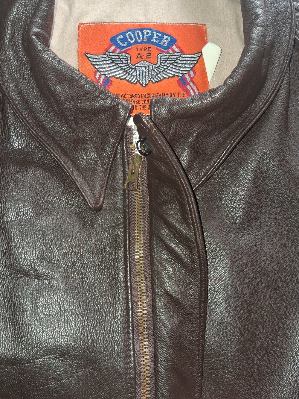Vintage 90s Cooper Type A-2 Goatskin Leather NRA Flight Jacket Bomber-44 - Picture 11 of 16
